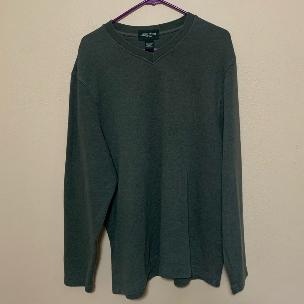 Sage Green V-Neck Sweater - Picture 1 of 4